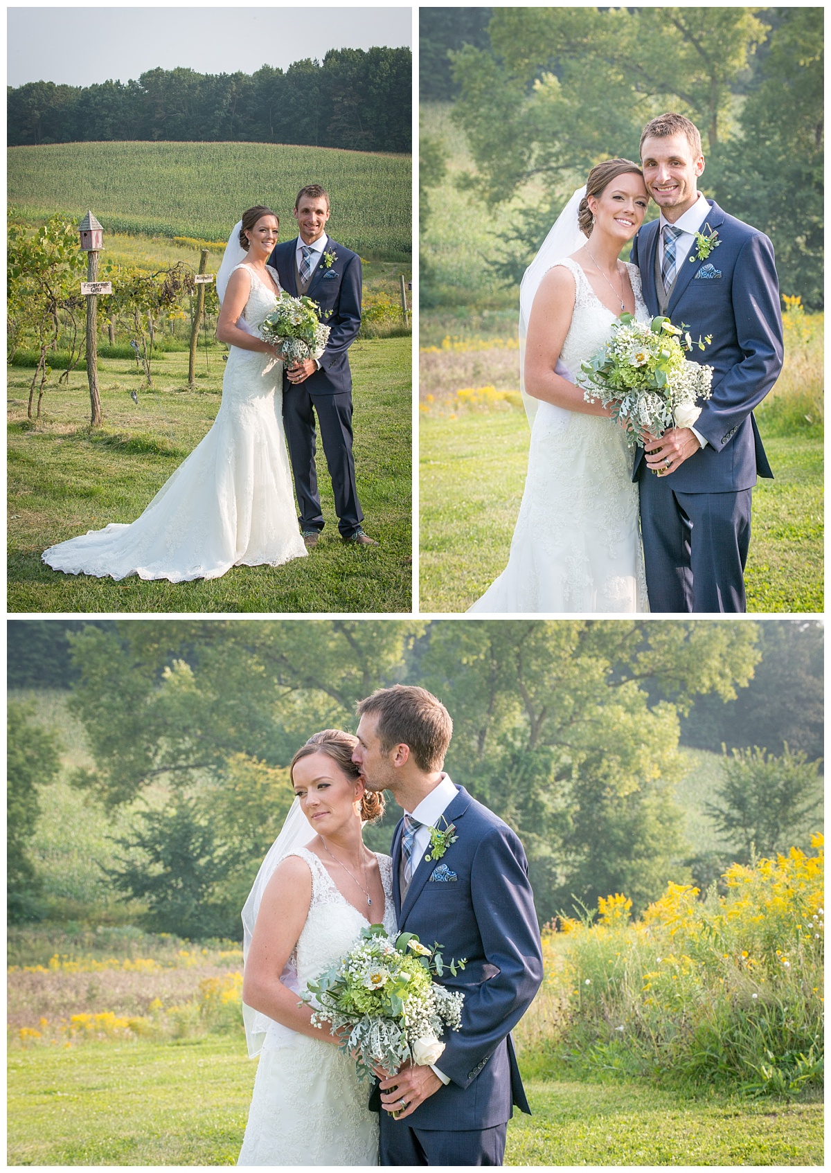 Bride and groom portrait in vineyard