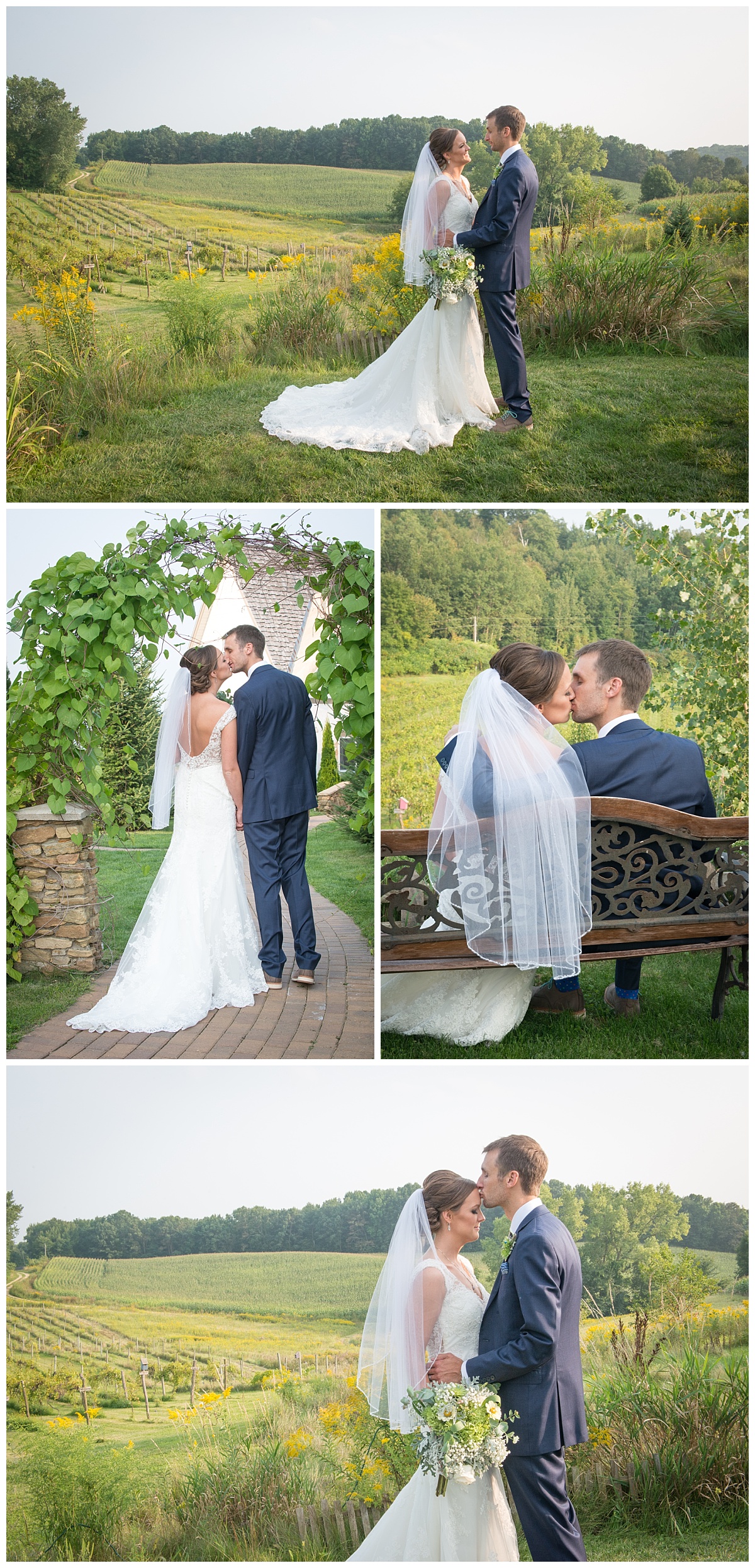 Wedding couple around cottage winery