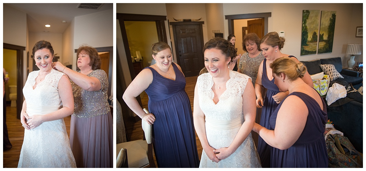 Bride getting dressed