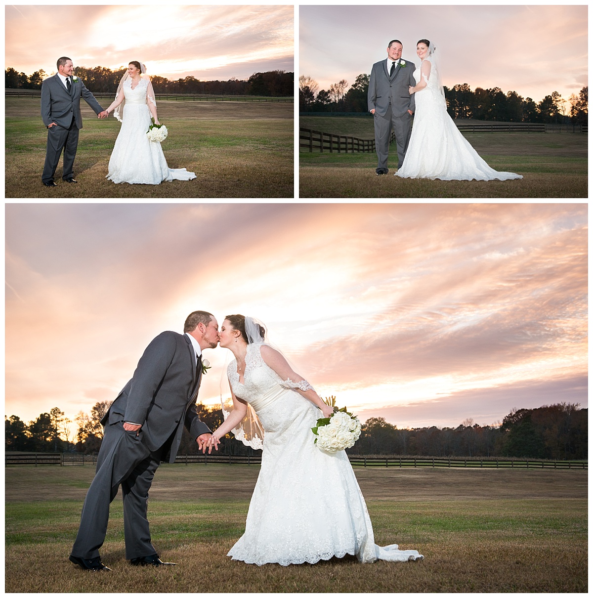 Sunset wedding at Farm at ridgeway