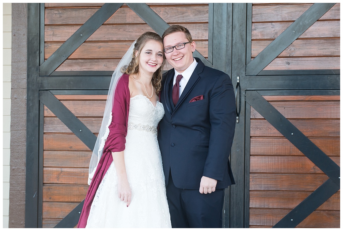 Bride and groom at farm at ridgeway