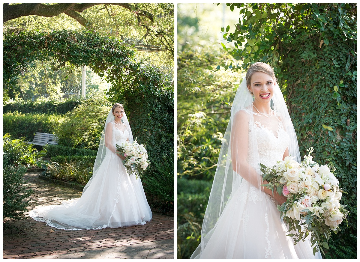 Bridal portraits at SC Governors mansion near lace house