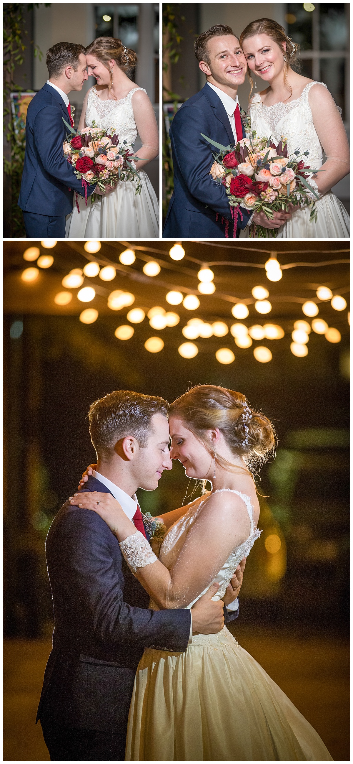 701 whaley wedding couple by cafe lights