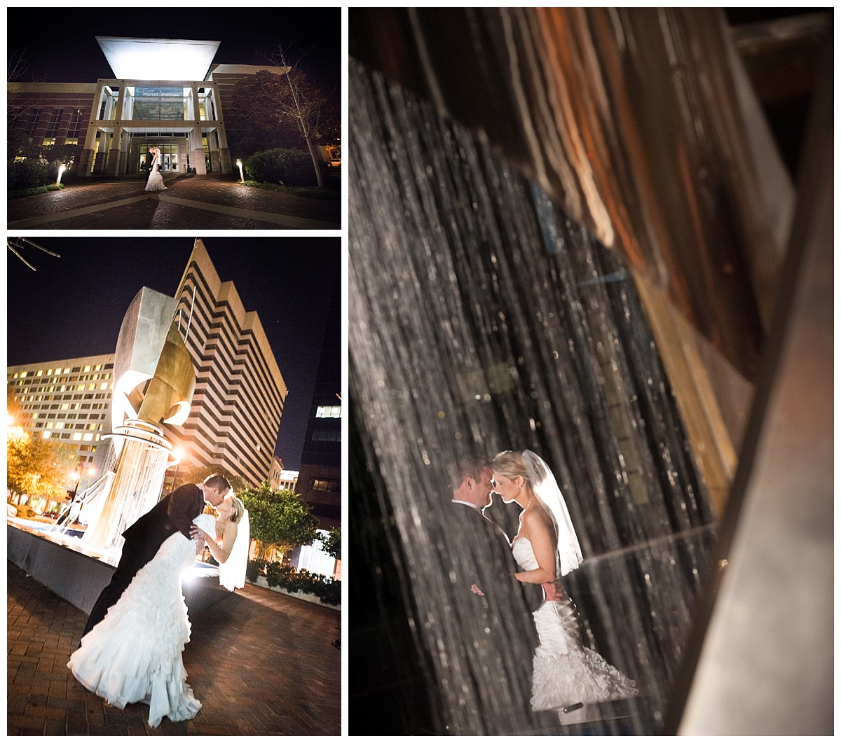 Columbia Museum of art wedding portraits at night